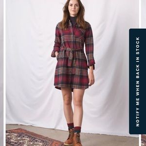 NWT United By Blue Responsible Flannel Shirt Dress size small color Beet